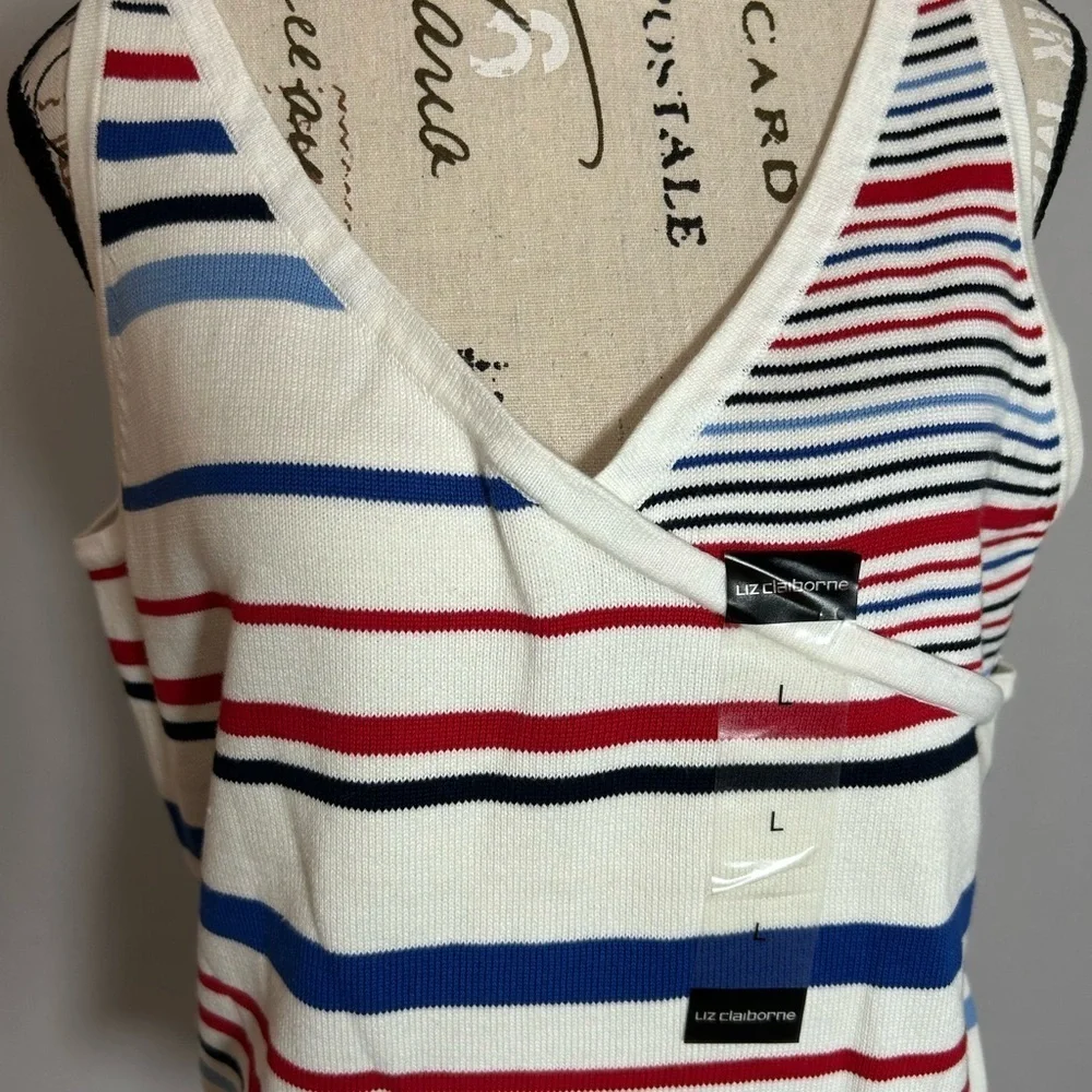 Liz Claiborne Multicolor Striped Tank Top Large Knit Top